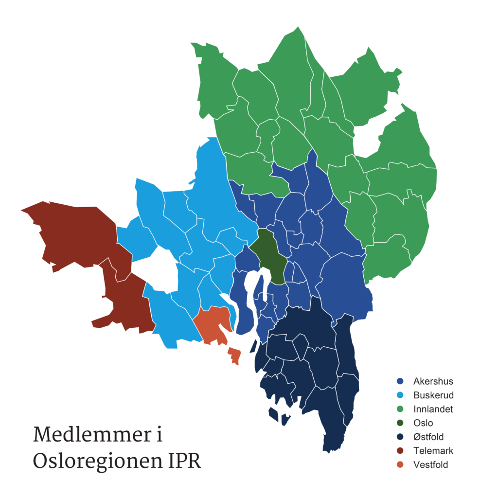Kart over Osloregionens medlemmer